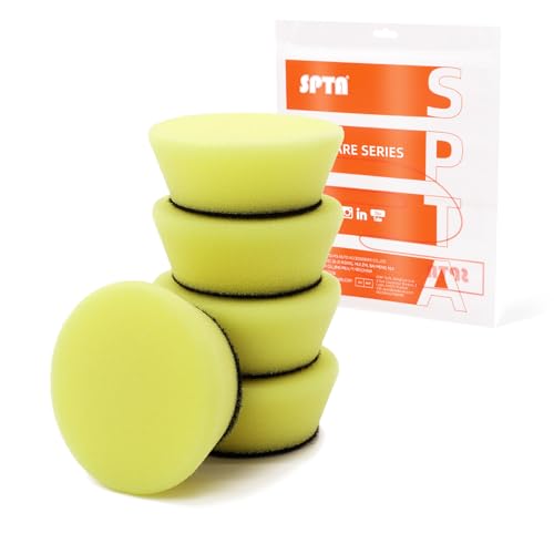 Image of SPTA Yellow T80 Mini High-Cut Foam Polishing Pad, 5Pcs 2inch /50mm Sponge Polishing Buffing Pads, Car Foam Detail Polishing Pad Kit for Car Detail Polishing, Small Area Polishing -FPBFS2Y