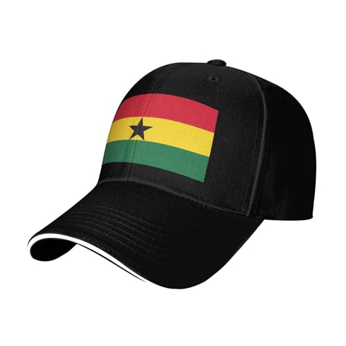 TTYDOKLA Casquette de baseball classique pour homme, motif drapeau du Ghana, casquette de golf élégante pour toutes les saisons, personnalisable, Noir , Taille unique