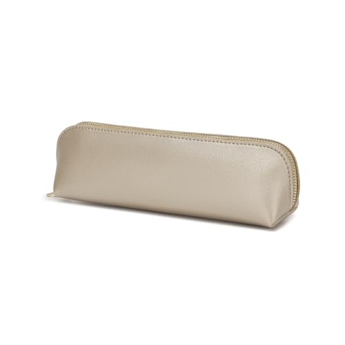 Image of Pencil Case Small Pencil Pouch Slim (Pearl White Tea, Faux Leather)