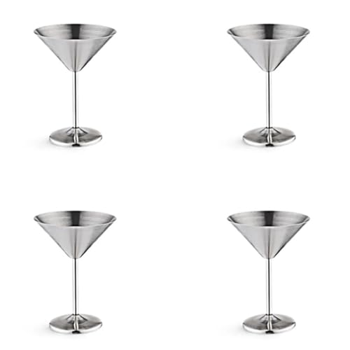 4X Bicchiere da Cocktail Nel Acciaio Inossidabile da Vino con Base Alta da Vino Infrangibile Bar Nel Metallo da Champagne