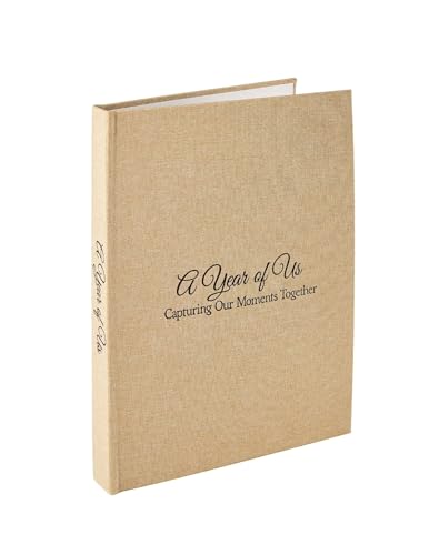 Libro de recuerdos para el primer aniversario, 60 páginas con encuadernación en espiral dorada, cubierta de lino y diseño con corazones, ideal para scrapbook y regalo personalizado miniatura 1