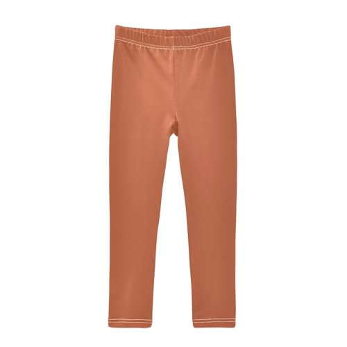 DOMIKING Burnt Orange Girl's Leggings Pants Kids' Yoga Pants Stretchy Dance Tights Bottoms 4 Years