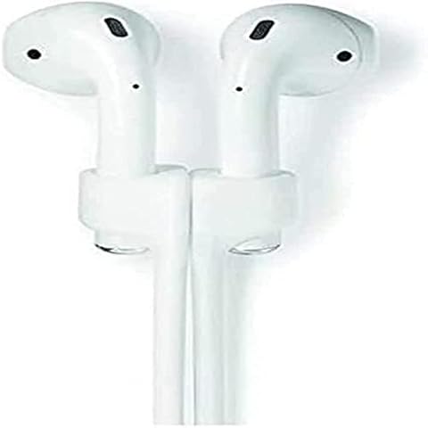 aiino - AirStrap Silicone Necklace Holder for Apple AirPods 1 and 2 | Anti-loss Lace - White Cover