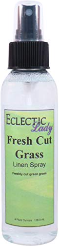 Fresh Cut Grass Linen Spray (Double Strength), 4 ounces - Eclectic Lady Sheet and Linen Spray - No Artificial Colors, Parabens, or Preservatives - Long-Lasting Scent for Bed, Fabric & Pillow