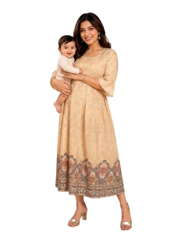 Image of RITIJYA Zipless Feeding Kurta Dress for Women | Maternity Nursing Kurti, No-Zip Easy Access | Extra Pleats Pre to Post Pregnancy | Quick-Dry Fabric | S-4XL
