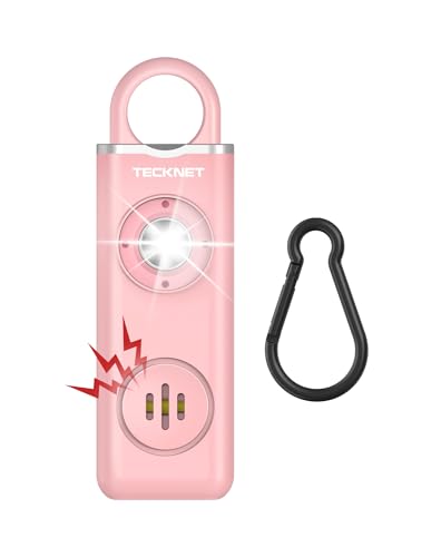 TECKNET Alarma personal, alarma de bolsillo con sirena de 130 dB y luz de señalización LED, USB Type-C recargable llavero para mujeres, alarma de seguridad para niños/mujeres/ancianos/estudiantes