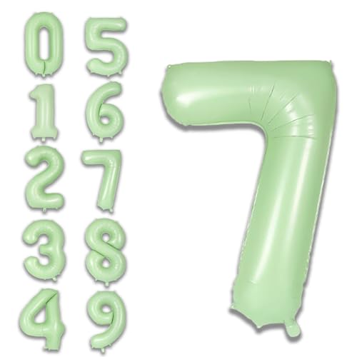 Image of Solid Green 7 /Seven Number Foil Balloons 32 inch 7th Birthday Party Decoration Helium Supported