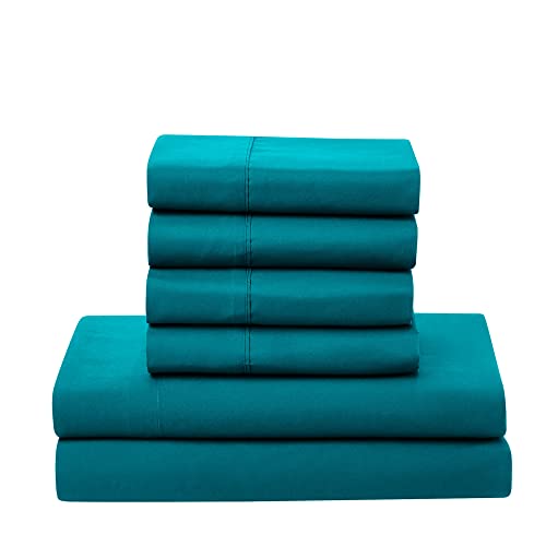 RV Short Queen Comforter Set for RV Camper - Comforter Set with Fitted & Flat Sheet, 4 Pillowcases - Tailored for RV Short Queen Beds - Cozy Essentials for Your RV Bedroom, Teal