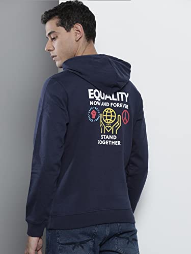 Image of The Indian Garage Co Men Regular Fit Typography Overhead Hooded Sweatshirt