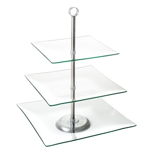 Chef Buddy 82-47532 Home Dess Chef Buddy Three Tier Square Glass Buffet And Dessert Stand thumb #1