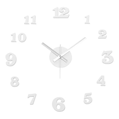 LOLAhome Modern White Polypropylene Adhesive Wall Clock 60 cm Cover