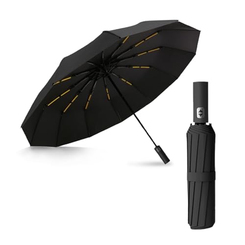 Omnikryp Paraguas Plegable, Paraguas Antiviento Automatico, 24 Varillas Antitormentas, Revestimiento de 210T, Protección UV, Portátil, para Mujer Hombre