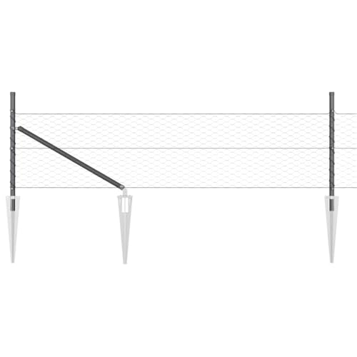 vidaXL Poteaux de clôture gris 10 x 0,8 m (maille 36 mm) en acier et PVC, jardin et terrasse,...