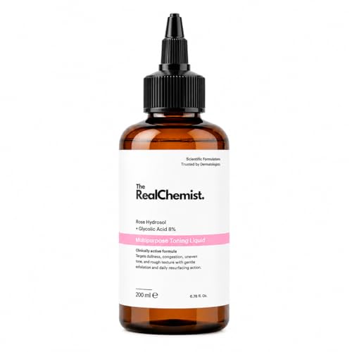 Image of 8% Glycolic Acid Toner | AHA Exfoliating Toner for Face, Scalp & Body | Fades Dark Spots, Evens Skin Tone | Rose Hydrosol | All Skin Types | 200ml