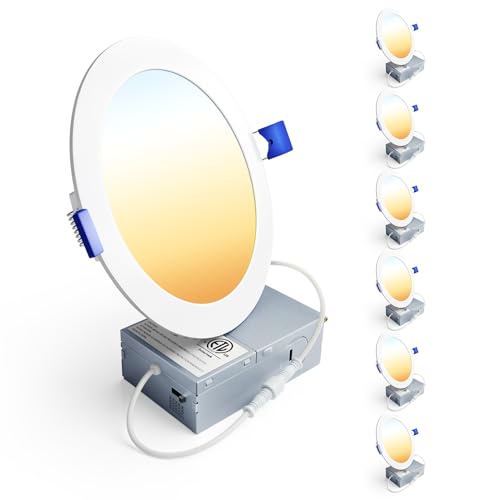 Ensenior 6 Pack 6 Inch LED Recessed Light, Dimmable, 2700K-5000K 5CCT, 1200LM High Brightness, 12W...