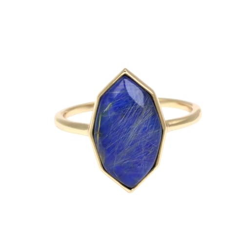 HASHTAG JEWEL Fancy Marquise Cut Natural Lapis Lazuli Bezel Set Solitaire Engagement Ring in 925 Sterling Silver - Elegant & Unique Gift for Love, Commitment, or Wedding (White Gold, 7.5) -  HJ-RG-416