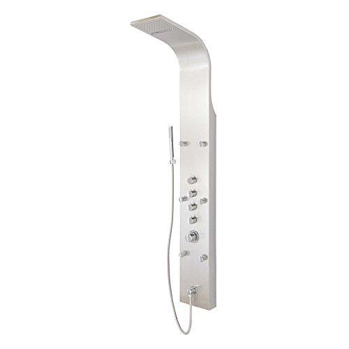 Signature Hardware 413221 Novi Thermostatic Stainless Steel Shower Panel with Hand Shower and Six Bodysprays