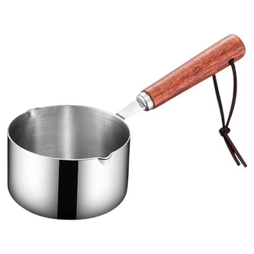 Baking Sheets for Oven Stainless Pan Milk Warmer Pot Soup Pan With Wooden Handle Small Saucepan For Butter Warmer Heating Milk Cooking Bake Ware Dishes (A, One Size)