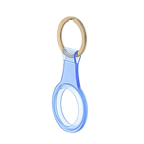 ProElife Crystal Protective Case for AirTag Apple 2021 Accessories Keychain Loop, Soft TPU Cover Keyring Holder Protector Anti-Loss Shockproof Holder for Keys, Backpack, Cat & Dog (Blue)