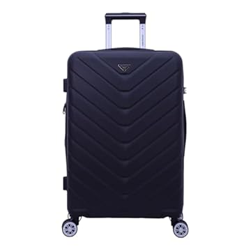 Mala de Viagem Médiaa de Despacho 23 kg Rígida ABS com 4 rodas duplas 360º e trava de segredo numérico TSA, divisória interna com zíper e elastico de fixação e expansor, Santino, Preto ASDV223M01