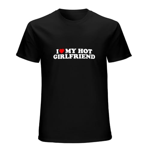 XUBLCX Camiseta unisex con texto en inglés "I Love My Hot Girlfriend" "I Love My Hot Girlfriend", para hombre, color negro, Negro, XL