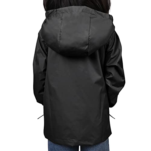 Image of YINGJIELIDE Boys Girls Waterproof Rain Jackets Kids Easy to Fold Windbreaker Lightweight Outdoor Hooded Raincoat