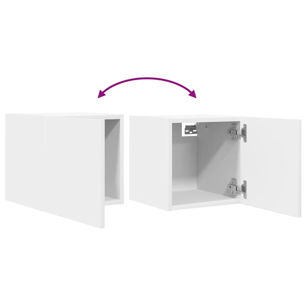 Mobile TV da parete bianco, mobile TV sospeso in legno, supporto TV a parete per soggiorno, moderno mobile basso con anta, mensola sospesa HiFi per DVD, 30,5 x 30 x 30 cm