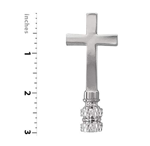 Image of Royal Designs, Inc. Cross Lamp Finial, 3 Inch Medium Chrome, Decorative Replacement Finial for Table or Floor Lamps, Single