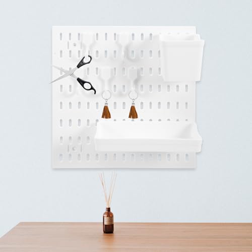 Panneau perforé blanc sans perçage pour un rangement mural modulable et pratique - 6
