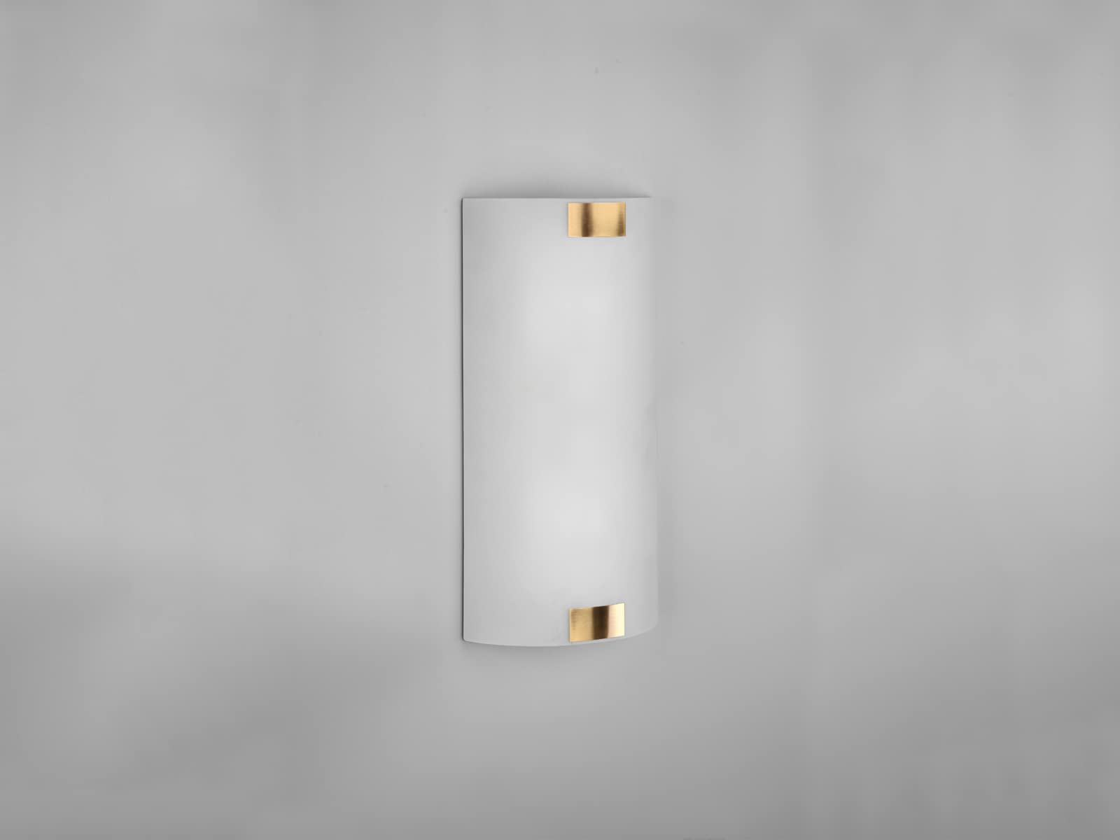 Große Wandleuchte mit Glasschirm Weiß, Halterungen Messing, Höhe 40cm