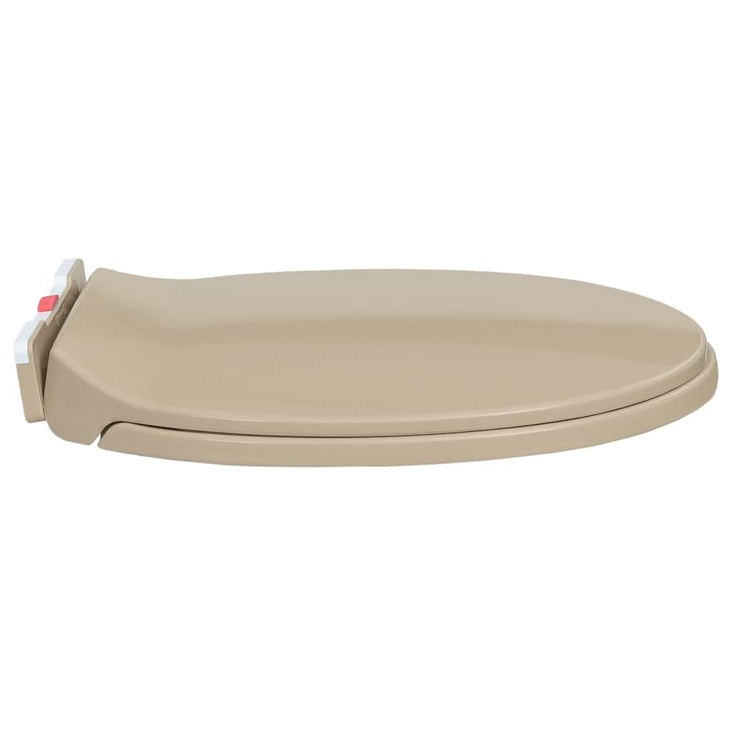 Sedile WC beige ovale con chiusura rallentata e sgancio rapido in polipropilene per WC