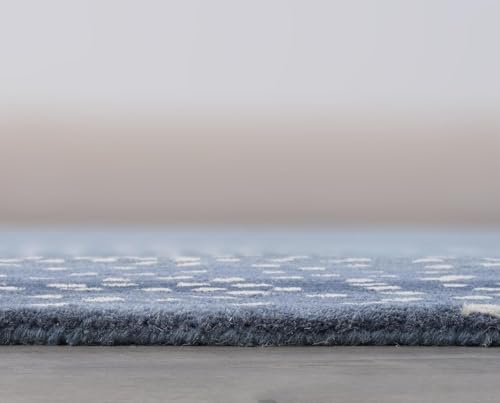 Tapete contemporáneo de lana 100% azul 9' x 12' miniatura 6