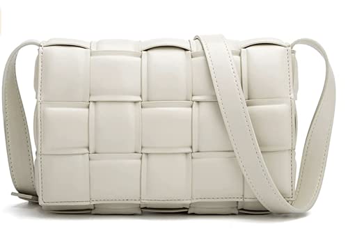 B.Bella Padded Cassette Crossbody Woven Womens Bag (Large, cream)