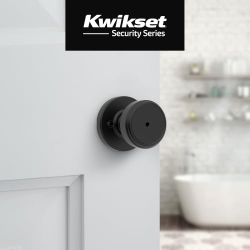 Image of Kwikset Maven Locking Door Knob for Bedroom and Bathroom, Matte Black