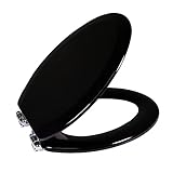 Dalton Wooden Elongated Soft Close Toilet Seat, Black, Quick Release, Easy to Install – Design House, 560235-BLK