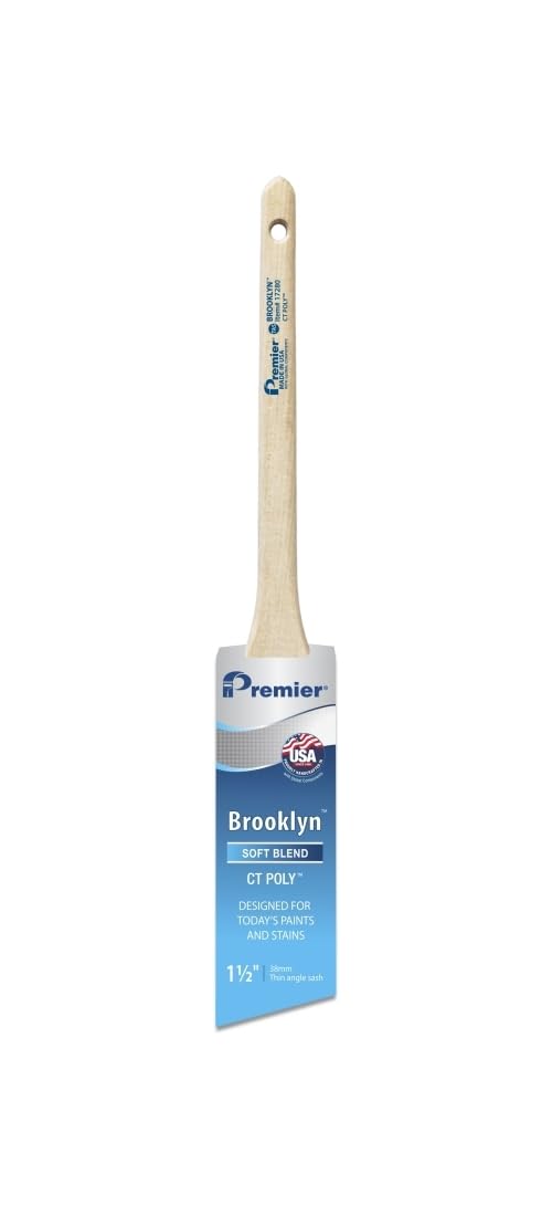 Premier Brooklyn 17280 - Brocha de pintura en ángulo fino y suave, acero inoxidable