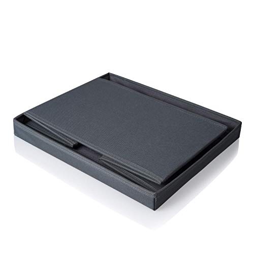 SEMAXE Foldable Fabric Storage Box with Lid, Decorative Linen Filing & Storage Office Box | Letter/Legal | Charcoal | (Gray, 2 Pack)
