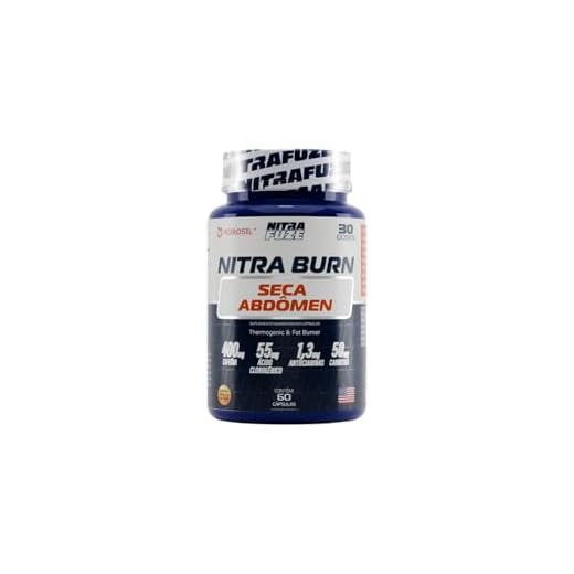 Nitra Burn - Termogênico | Carnitina, cromo e 400mg de cafeína - 60 cápsulas | Suplemento NitraFuze | Treinos intensos | Foco, Diurético e Energia | Antocianinas