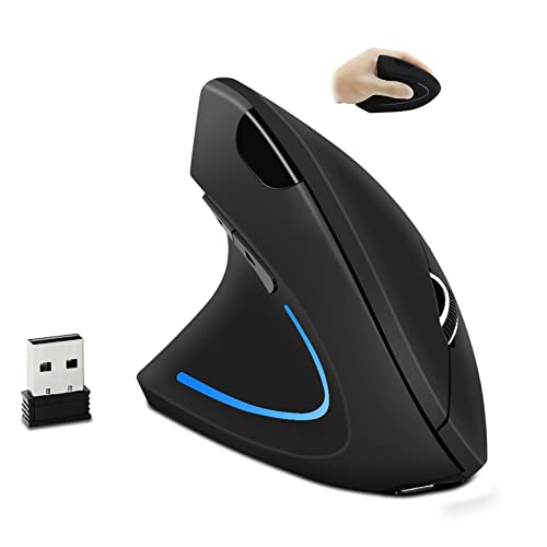 Ergonomic Left-Handed Wireless Mouse, Rechargeable, 1600 DPI, 6 Buttons
