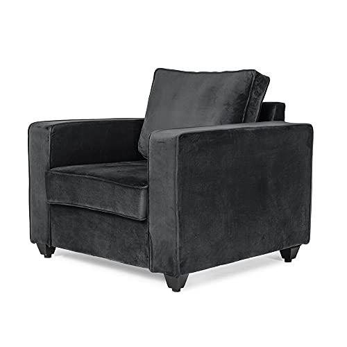 Image of Wakefit Sofa Set | 3 Year Warranty | Sofa 1 Seater, 1 Seater Sofa for Living Room, Wooden Sofa Set, Sofa Set Single Seater - Napper(Fabric-Velvet : Space Grey)