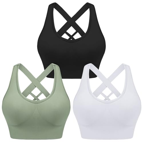 Leversic Brassière Sport Femme sans Armature avec Coussinets Amovibles