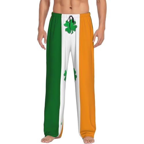 Pantalones de pijama para hombre con bandera irlandesa, ropa de descanso relajada, para dormir durante la noche y fin de semana perezoso, Negro, XXXL