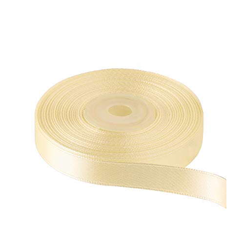 Image of Solid Color Double Faced Ivory /Gream Satin Ribbon 1 /2 inch X 25 Yards, Ribbons Perfect for Crafts, Wedding Decor, Bow Making, Sewing, Gift Package Wrapping and More