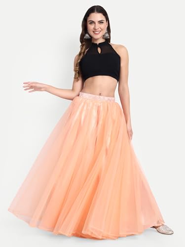 Image of TILISM Women's and Girls Solid Satin Long Skirt