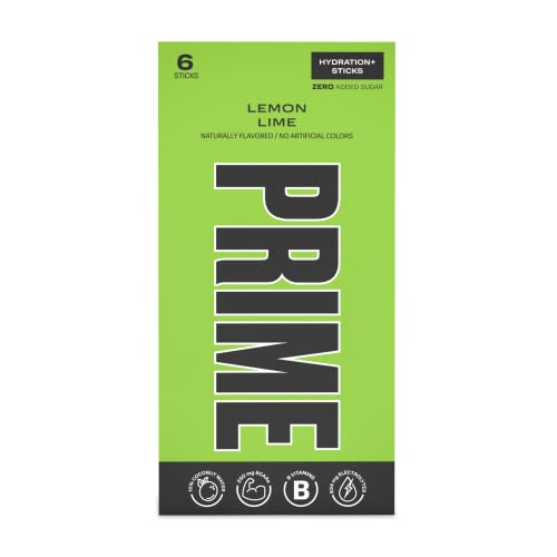 Prime Hydration+ Stick Pack | Electrolyte Drink Mix | 10% Coconut Water | 250Mg Bcaas | Antioxidants | Naturally Flavored | Zero Added Sugar | Easy Open Single-Serving Stick | Lemon Lime, 6 Sticks #TOP4