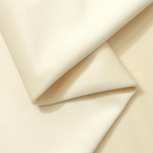 Velvet Upholstery Fabric, Ivory, 1 Yard