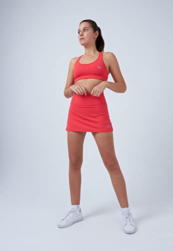 Sportkind Mädchen & Damen Tennis, Hockey, Golf Basic Skort, Rock mit Innenhose, atmungsaktiv, UV-Schutz, pfirsich, Gr. 158