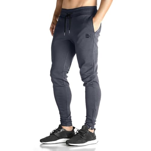 Image of BROKIG Mens Zip Joggers Pants - Casual Gym Workout Track Pants Comfortable Slim Fit Tapered Sweatpants with Pockets