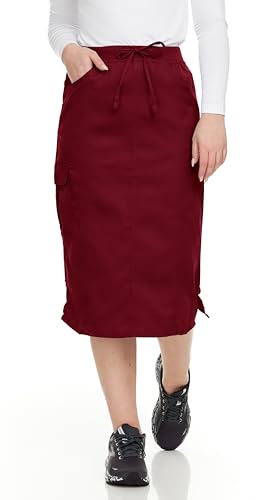 MediChic Women's Stretch Scrub Skirt - 5-Pocket, Comfortable & Durable Workwear Skirt for Healthcare, Medical Nurse, Wine