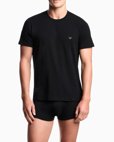 Emporio Armani Man's Core Logoband 2-Pack Crewneck T-Shirt, Schwarz, L, Regular, schwarz/schwarz, L – Ansicht 3